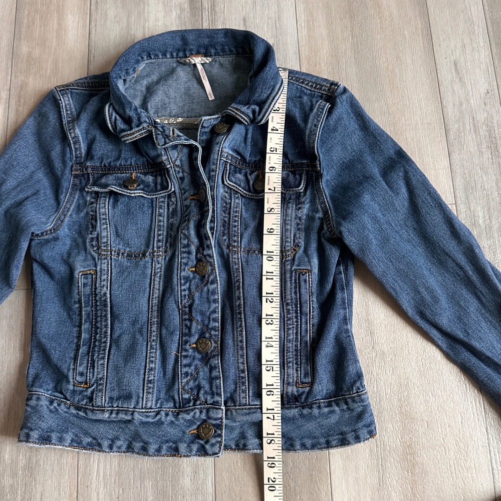 Free People Denim Jacket Womens S Western‎ Boho Farmer Spring Blue Jean Festival - Picture 4 of 5